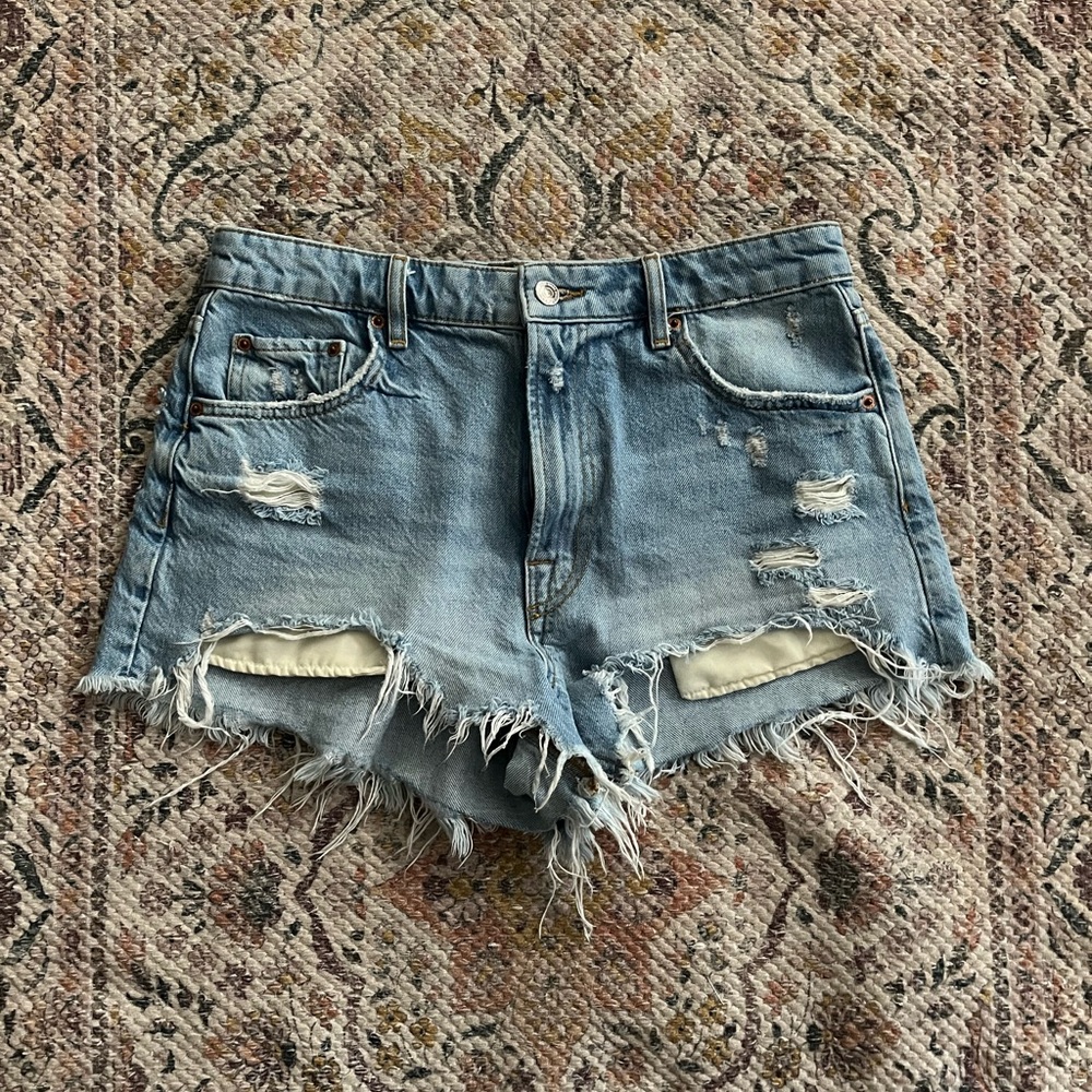 Zara Distressed Denim Shorts
